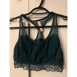 PINK Lace Bralette Racerback Lined Comfy Stretchy Casual Everyday‎ Medium